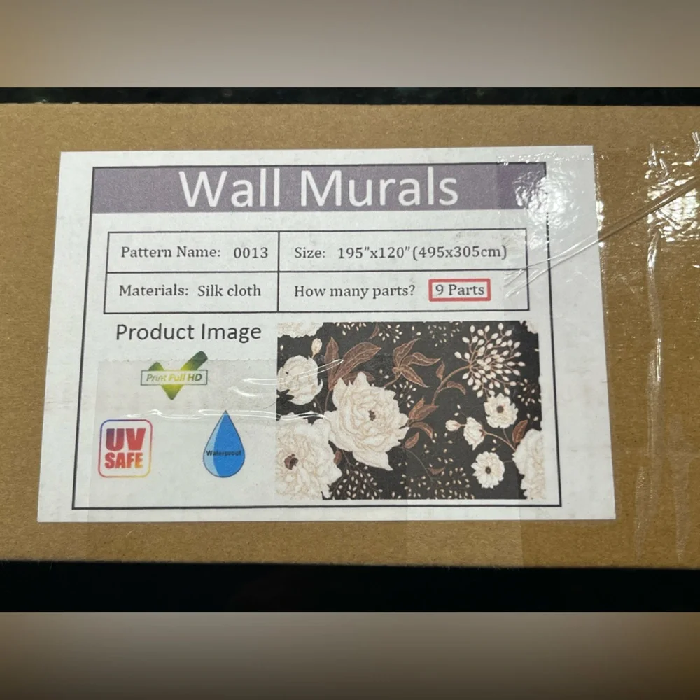 COPY - NIB Wall Mural Seamless Peonies and Roses - 195”x120”